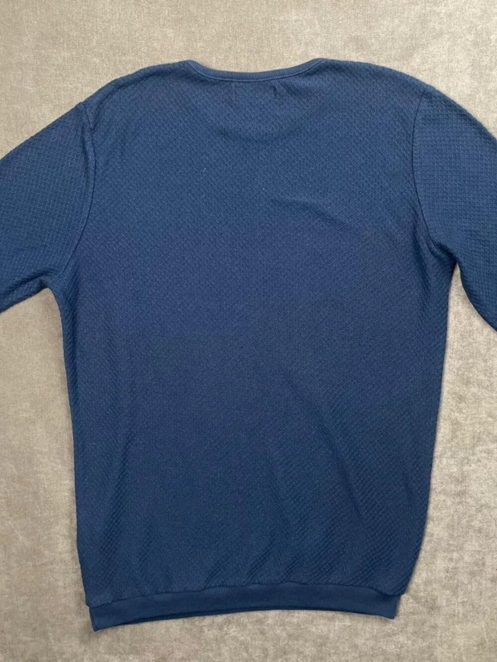 Zara Man Blue Waffle Knit Long Sleeve Tee Mens S